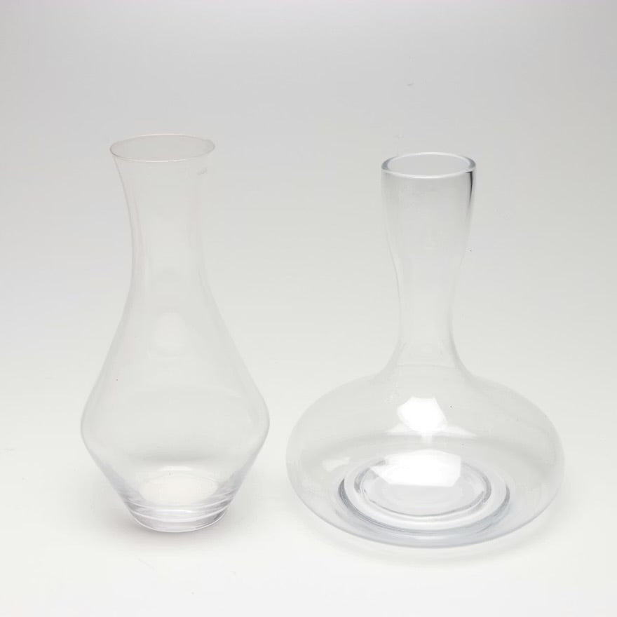 Kustom Kraft Wood Wine Rack with Luigi Bormioli Decanter and Other Glass Ware