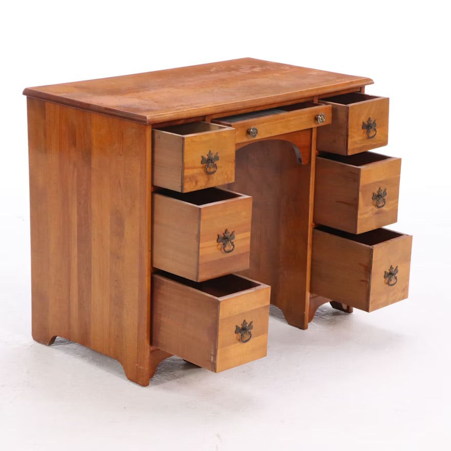 Child's Size Colonial Style Maple Kneehole Desk with Ladderback Chair ITMGQ17681