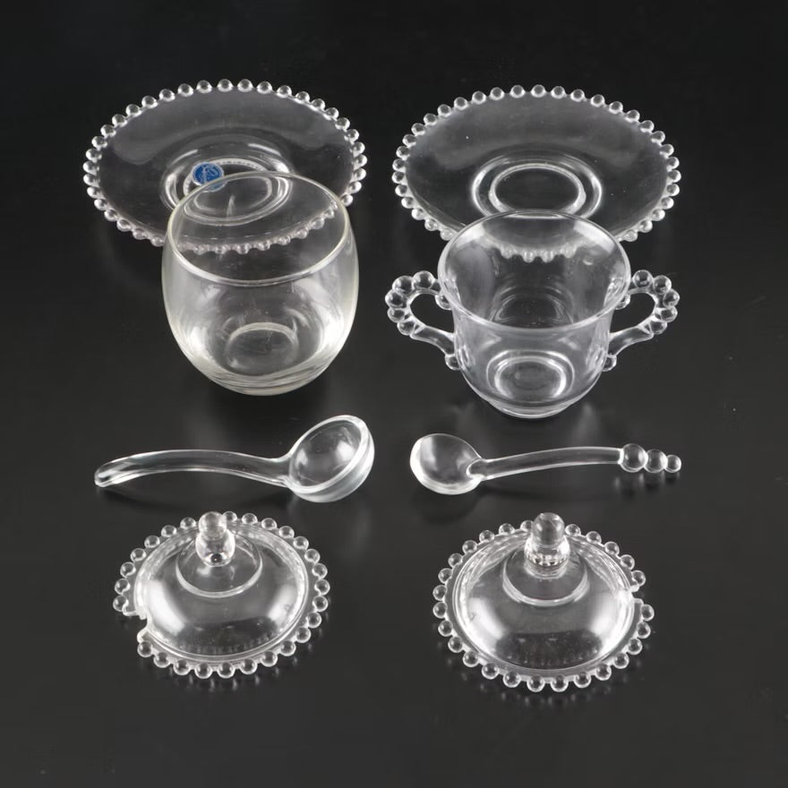 Imperial Hobnail Glass Snack Plates, Cups, and Other Tableware ITMGQ30121