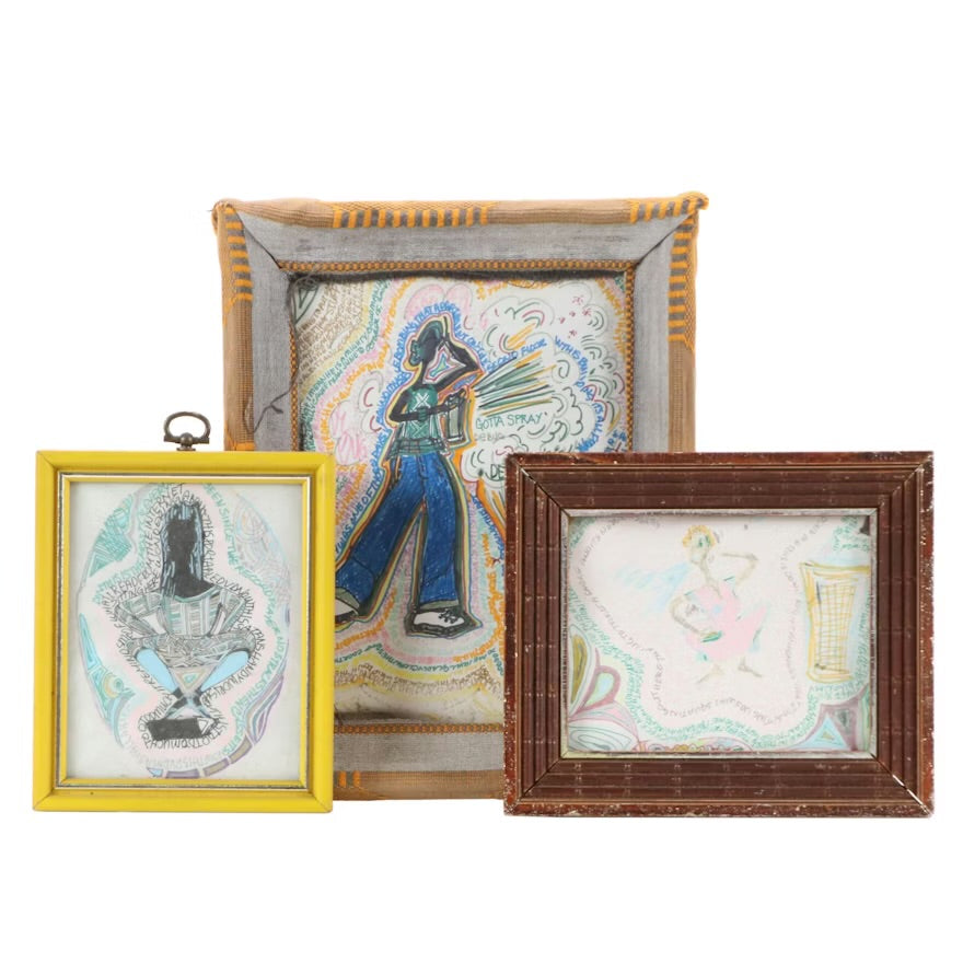 Three Pen and Ink Word Art Doodle Drawings, 2004 Item #
ITMGR36318