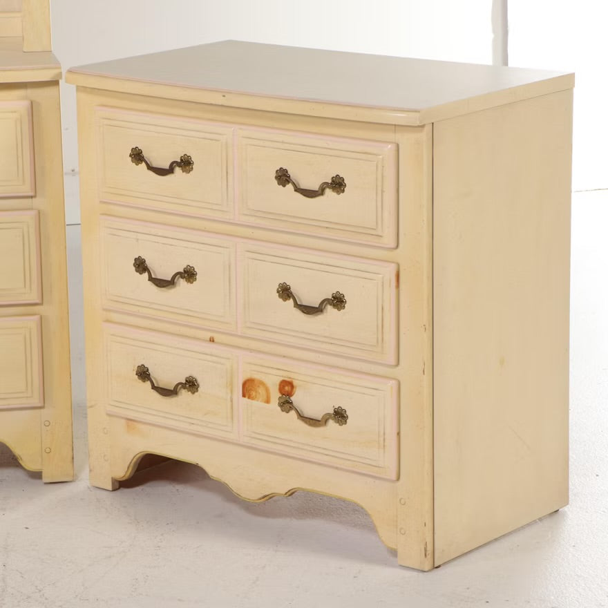 French Provincial Style Painted Wood Chests and Desk with Chair, Late 20th C. ITMGP75479