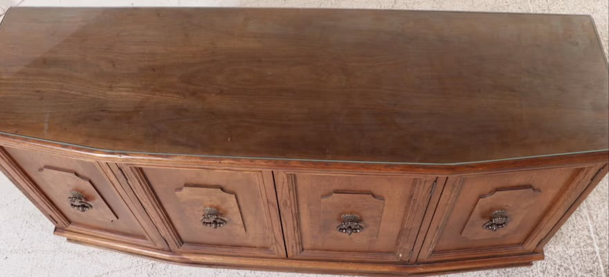 Mid Century Spanish Baroque Style Walnut Finish Credenza, Mid to Late 20th C. ITMGM40670