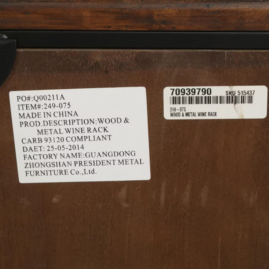 Wood and Metal Frame Rolling Wine Rack, 2014 ITMGP63463