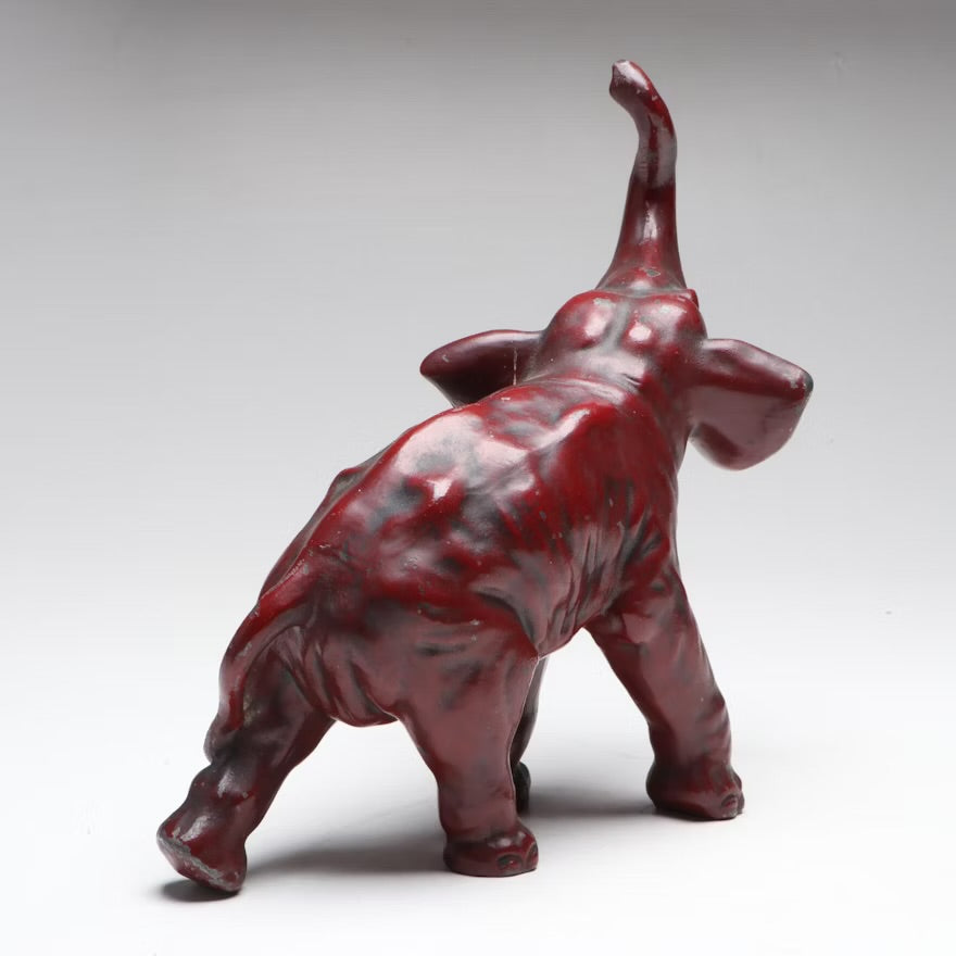 Red Cast Metal Elephant with Raised Trunk, Early to Mid-20th Century ITMGR86899