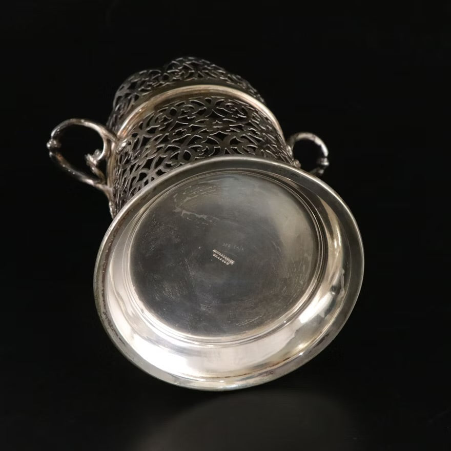 Edward & Sons Silver Plate Wine Bottle Coaster with Plates and Strainer