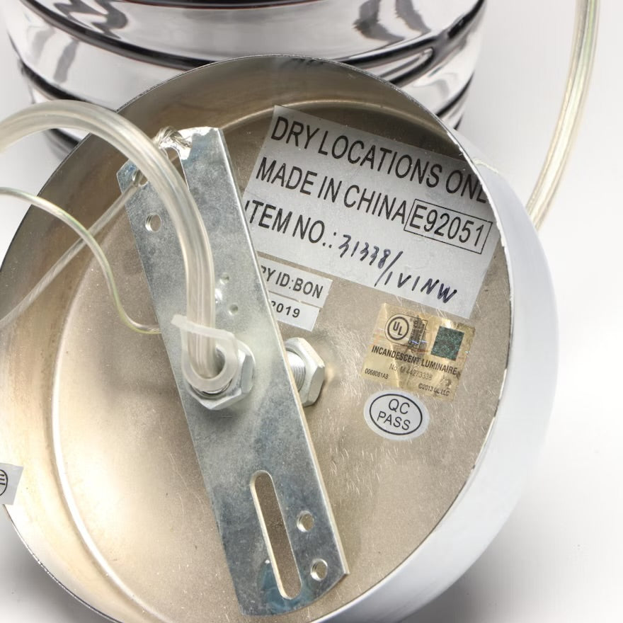 Pair of Modern Black Trailing and Chrome Glass Pendants