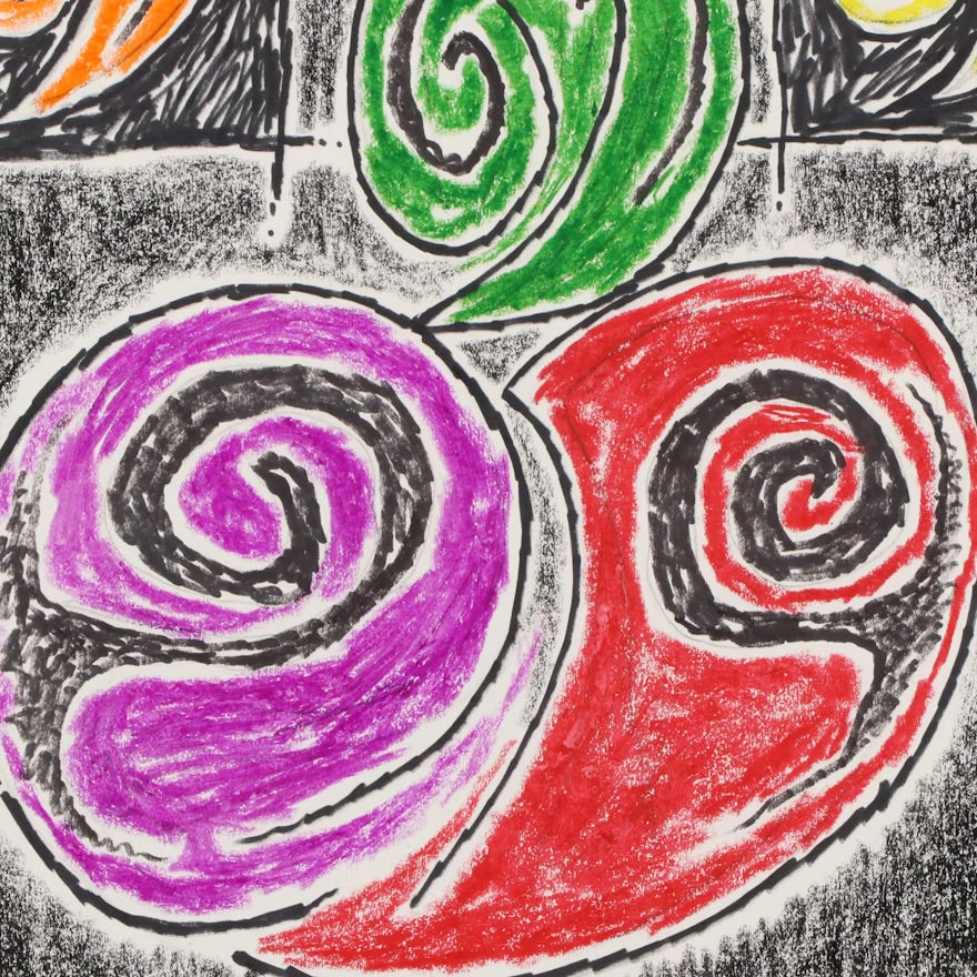 Achillo “Achi” Sullo Abstract Mixed Media Drawing, Mid–Late 20th Century ITMGO17561