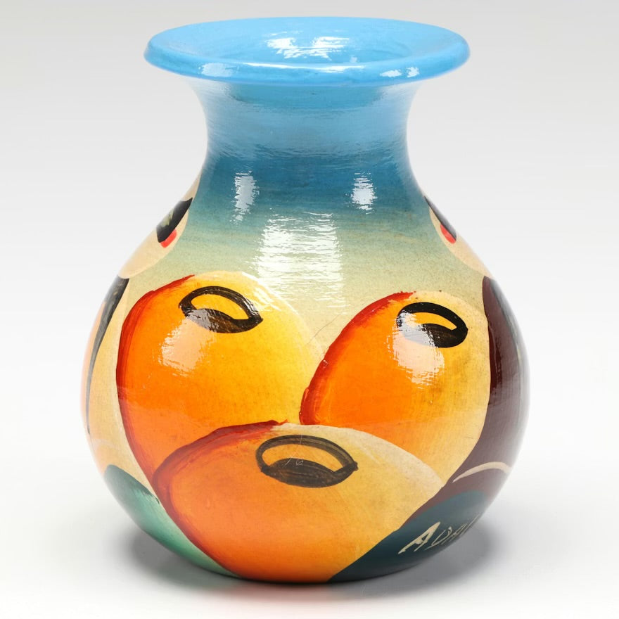 Peruvian Adalid Hand-Painted Figural Art Pottery Vase