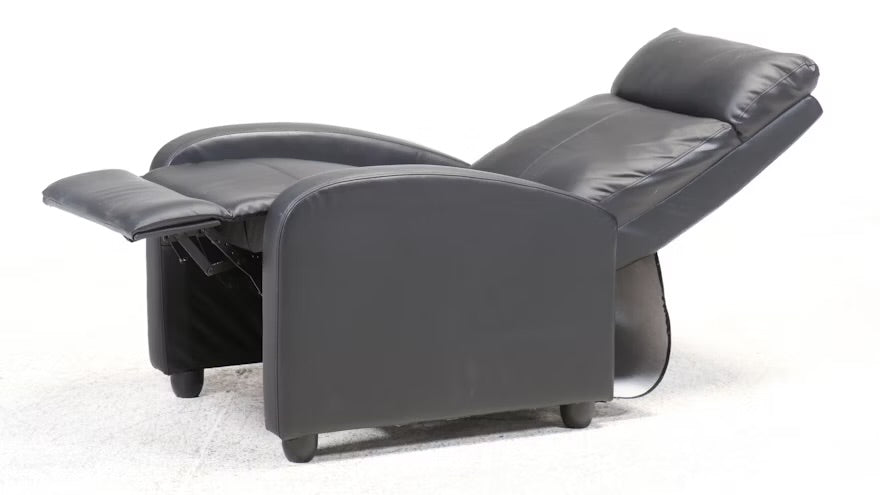 Modern Black Vinyl Upholstered Recliner
