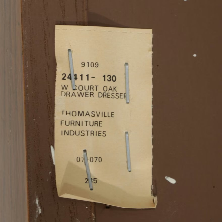 Thomasville Federal Style Oak Dresser and Mirror