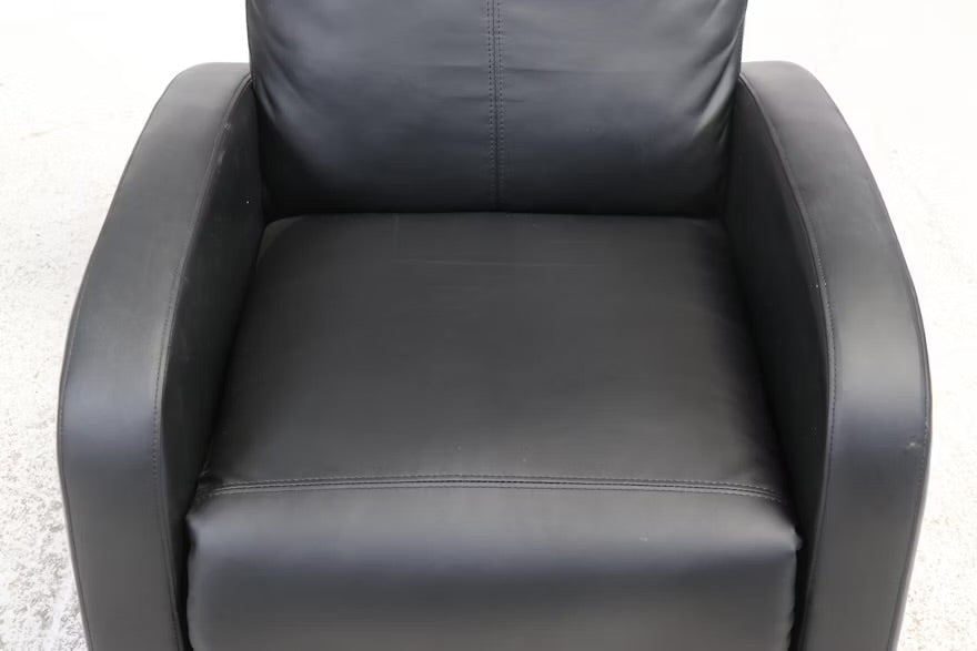 Modern Black Vinyl Upholstered Recliner
