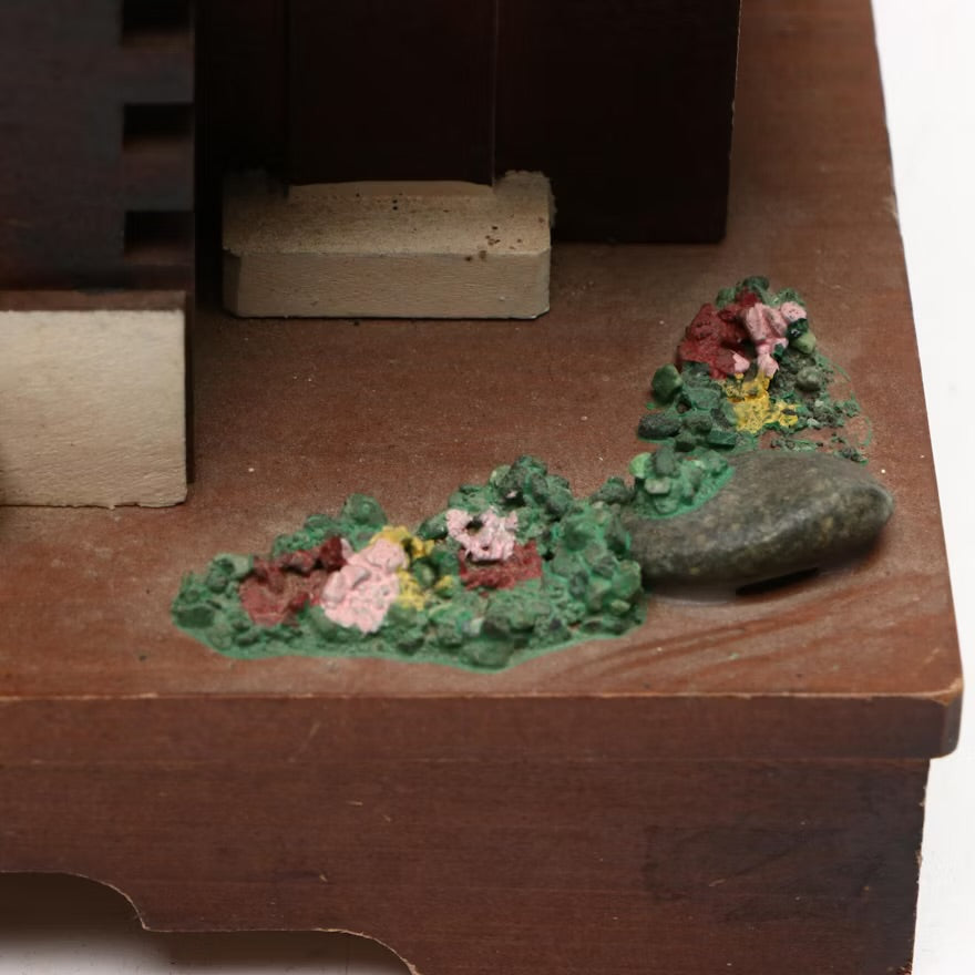 Vintage Swiss Chalet Style Wooden Musical Jewelry Box