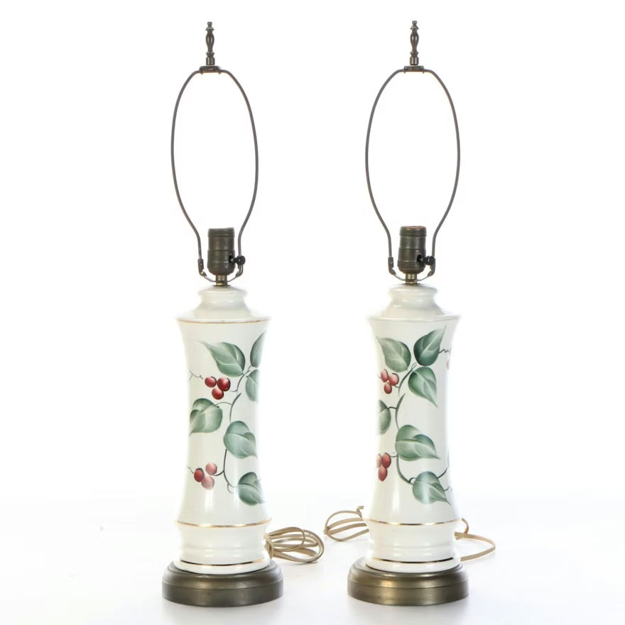 Hand-Painted Pair of Ceramic Table Lamps, Mid to Late 20th Century ITMGP18619