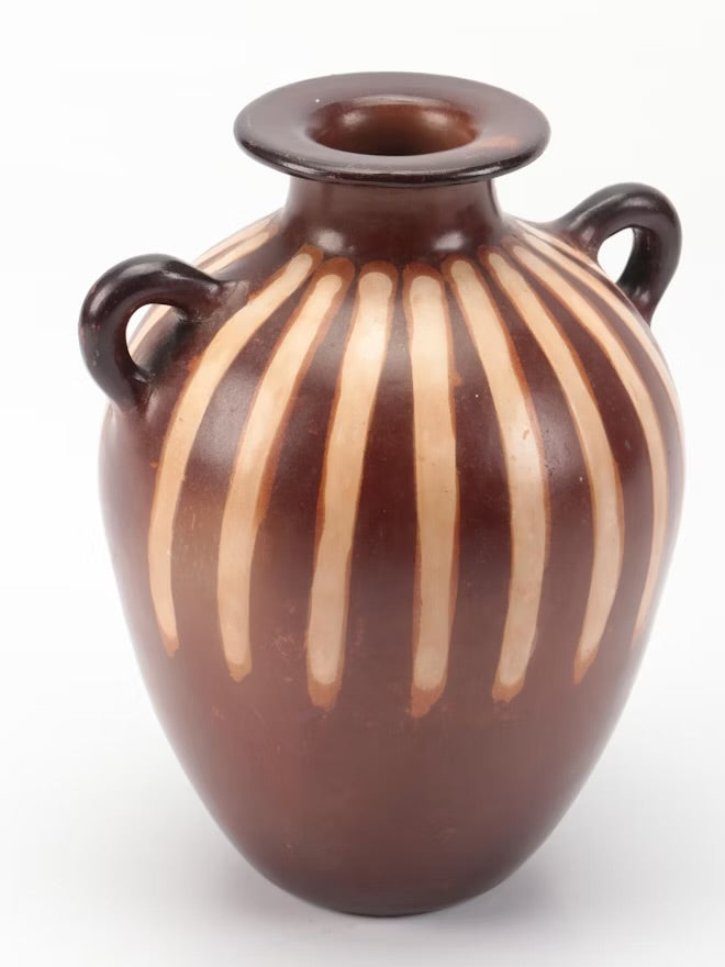 Jose Sosa Signed Ceramic Handled Vase with Wheel Thrown Stoneware Pot ITMGQ11644