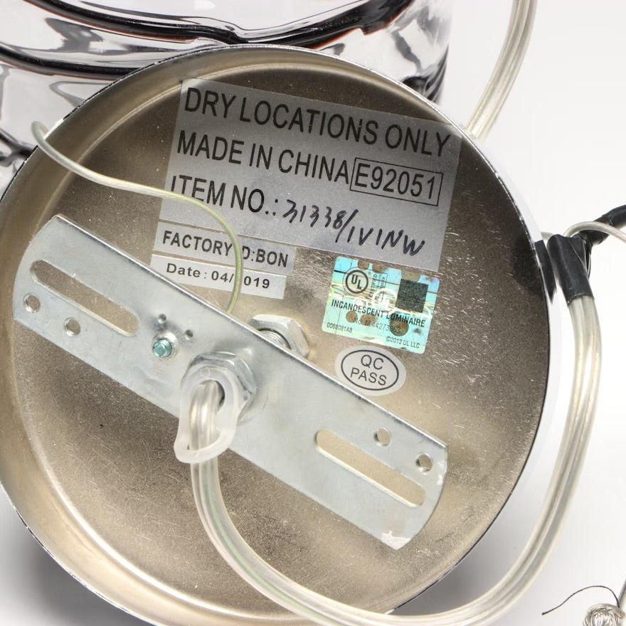 Pair of Modern Black Trailing and Chrome Glass Pendants