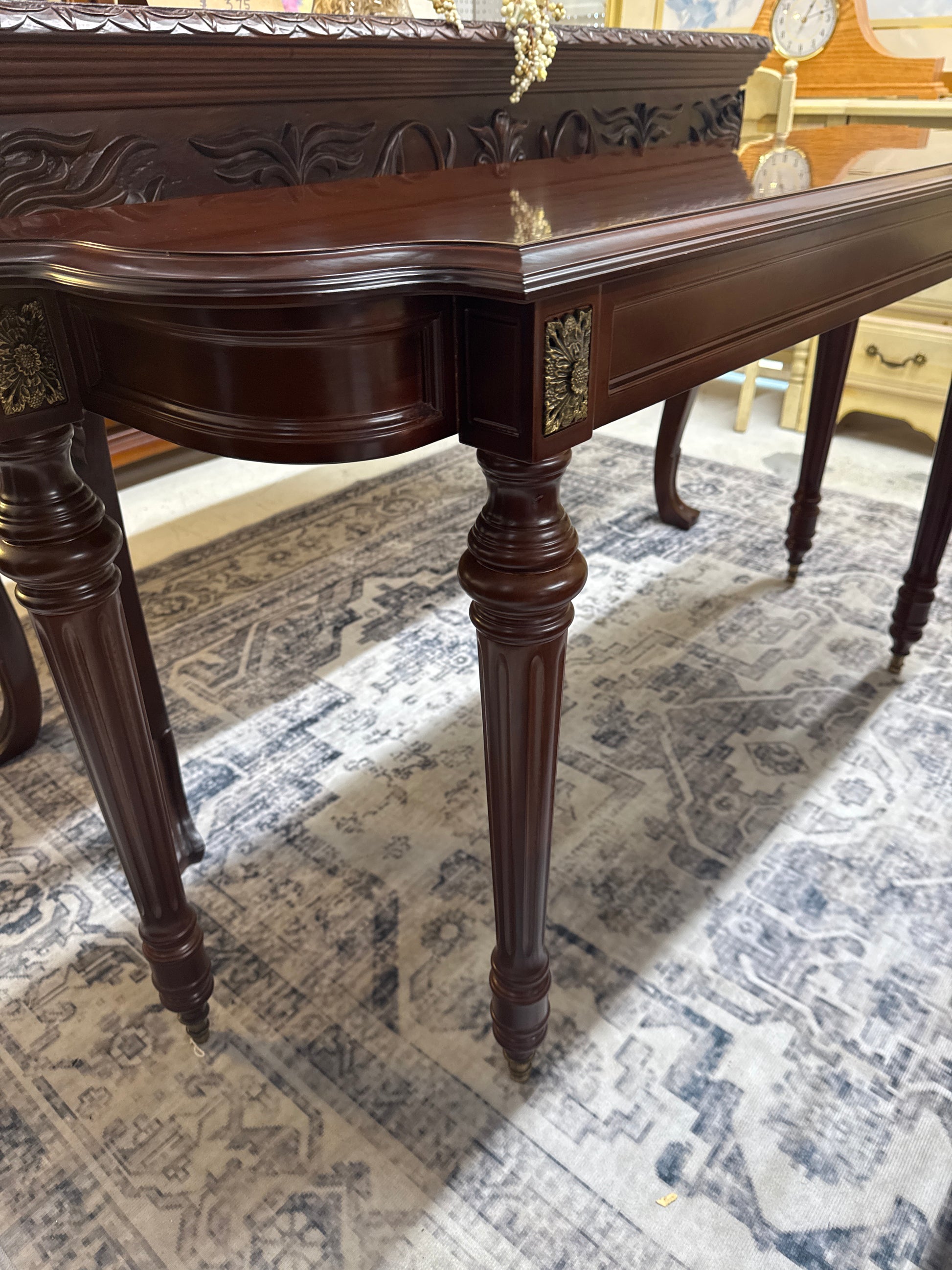 Wood Sofa Table with Brass