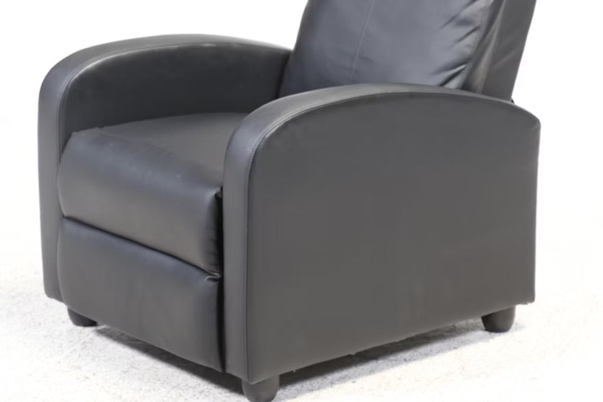Modern Black Vinyl Upholstered Recliner
