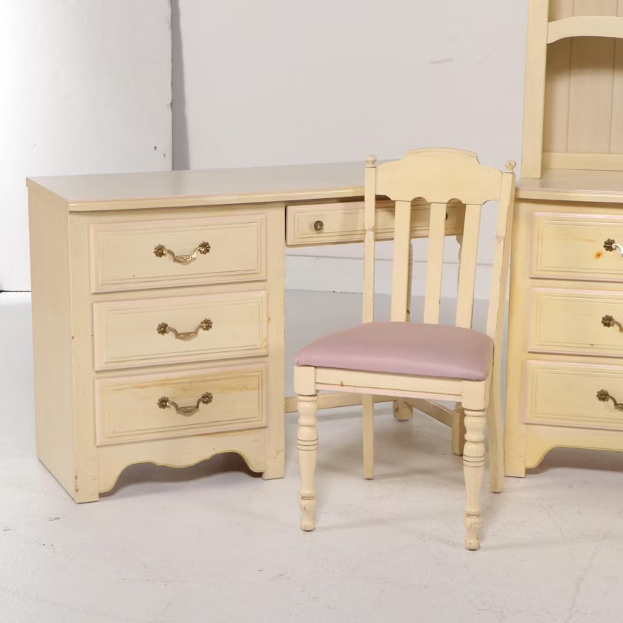 French Provincial Style Painted Wood Chests and Desk with Chair, Late 20th C. ITMGP75479