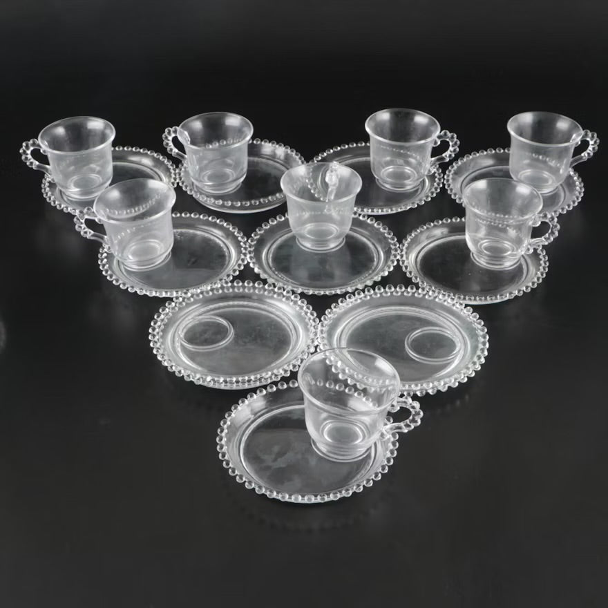 Imperial Hobnail Glass Snack Plates, Cups, and Other Tableware ITMGQ30121