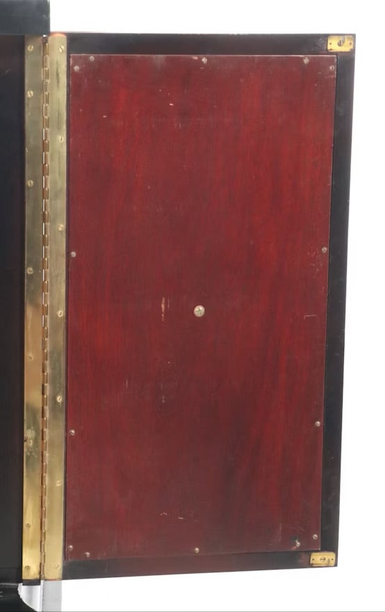 Mid Century Modern Leather Clad Wood Gentleman's Chest, Mid-20th Century ITMGQ37661