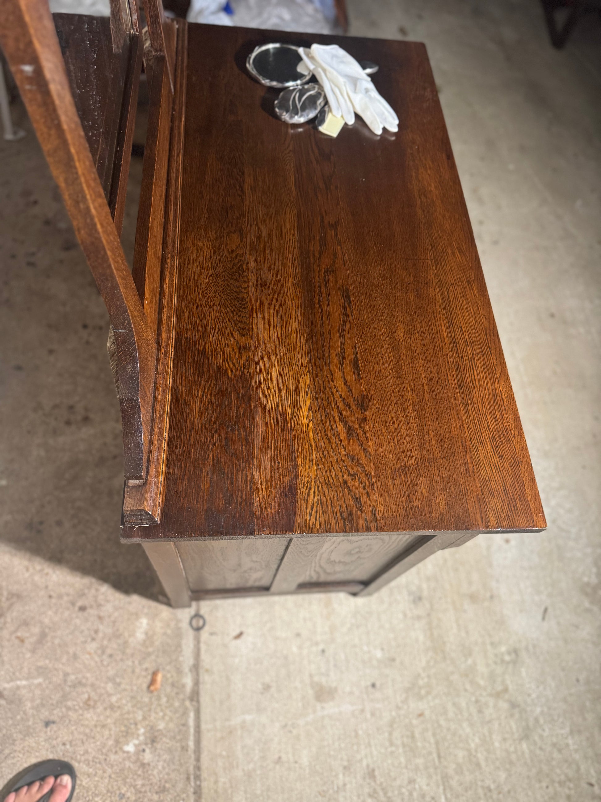 Older Wood Vanity with Mirror