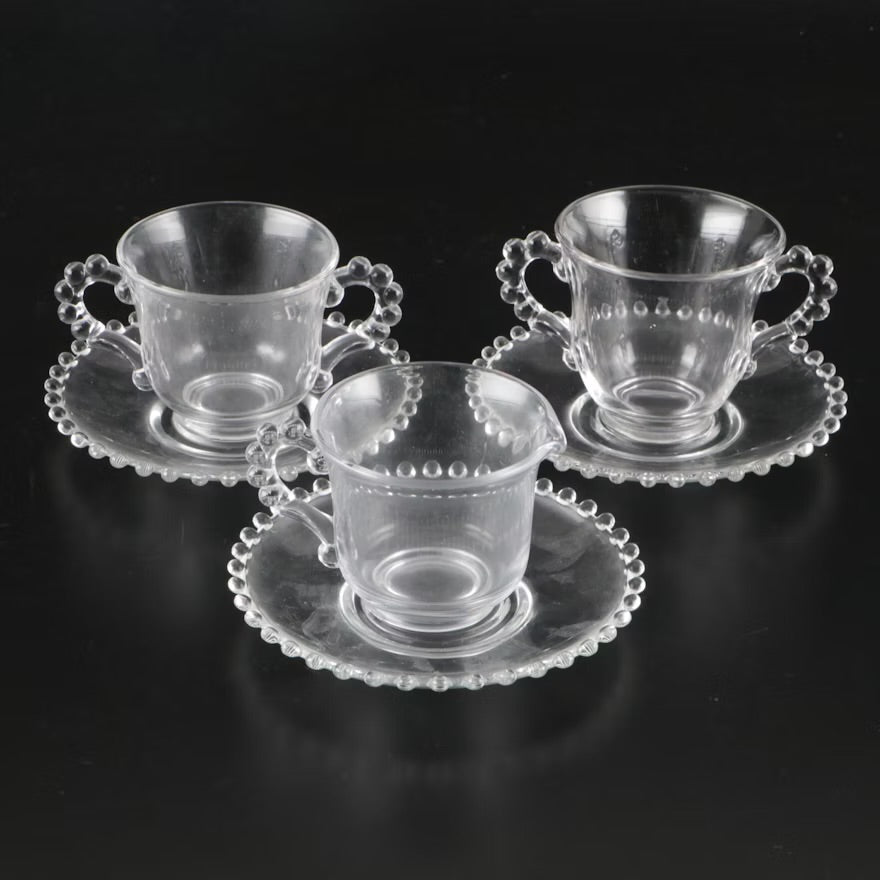 Imperial Hobnail Glass Snack Plates, Cups, and Other Tableware ITMGQ30121