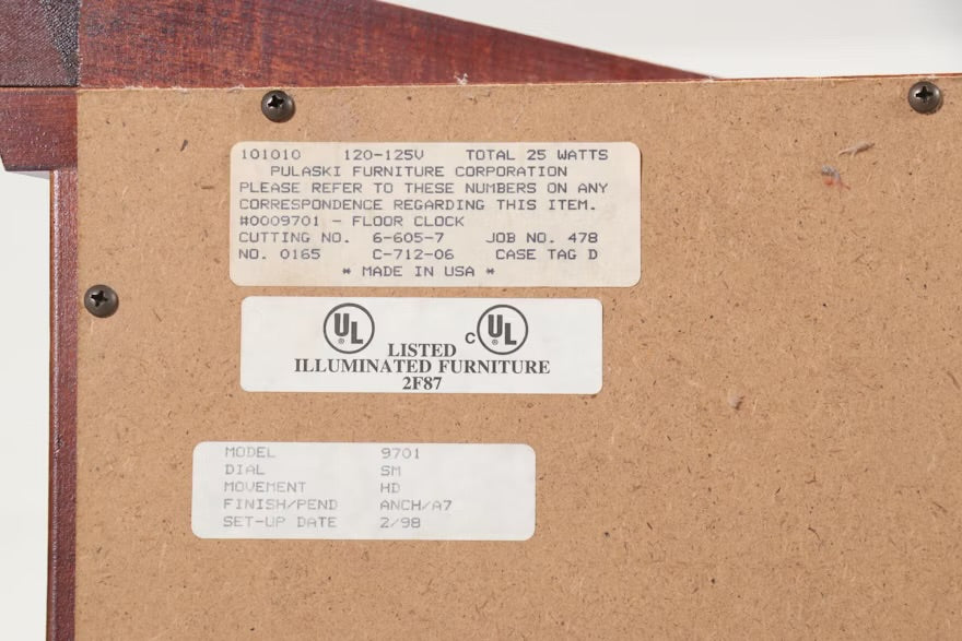 Ridgeway Colonial Style Display Cabinet Grandfather Clock