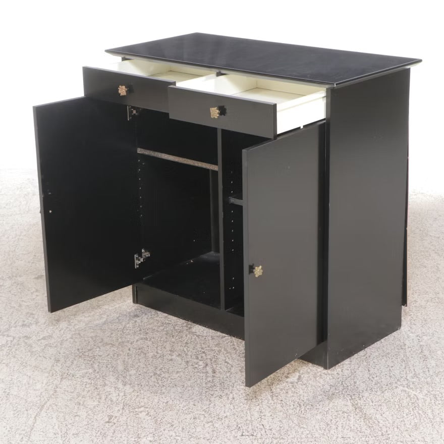 Black-Painted Wood Bar Cabinet ITMGR17412