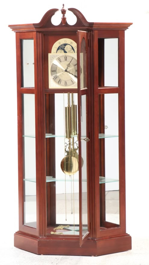 Ridgeway Colonial Style Display Cabinet Grandfather Clock