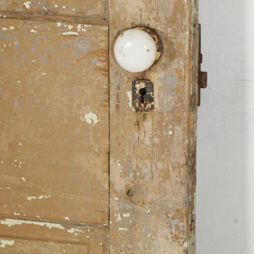 Two Painted Hardwood Architectural Salvage Four-Panel Doors ITMGR89702