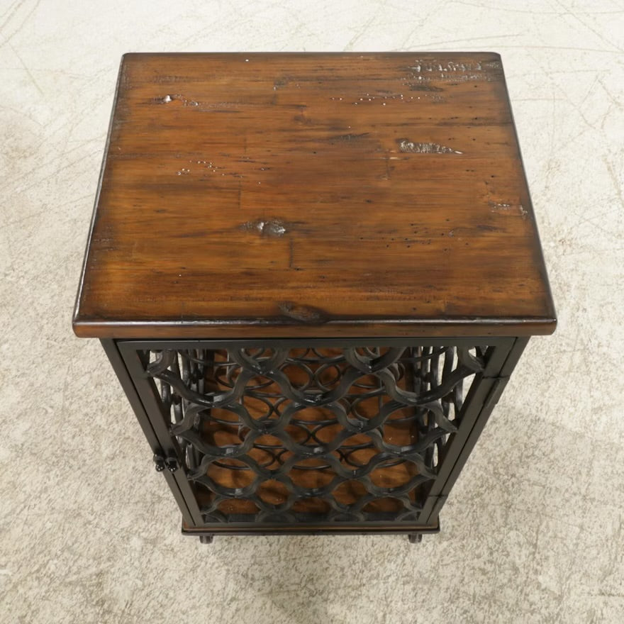 Wood and Metal Frame Rolling Wine Rack, 2014 ITMGP63463