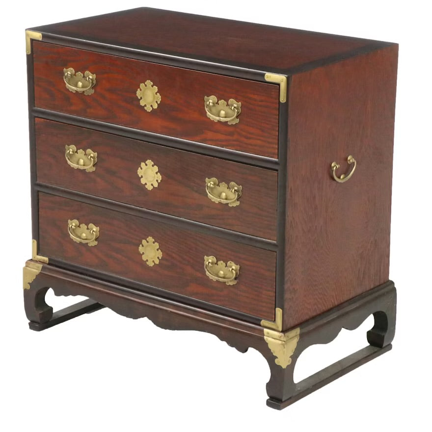Korean Style Three Drawer with Brass Accents and Pulls ITMGQ23281
