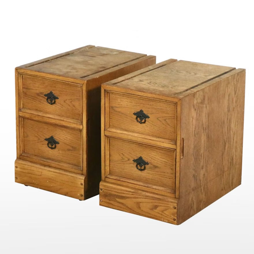 Pair of Oak Two-Drawer Cabinets, 20th Century ITMGP73782