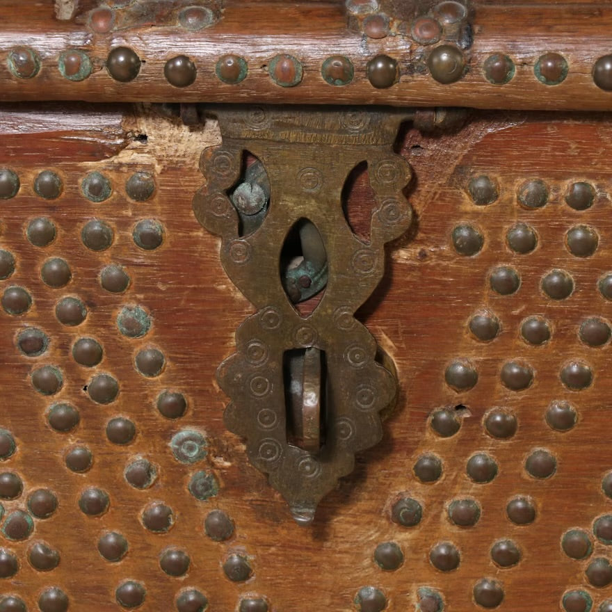 Anglo-Indian Style Brass Nailhead-Decorated Trunk, 20th Century