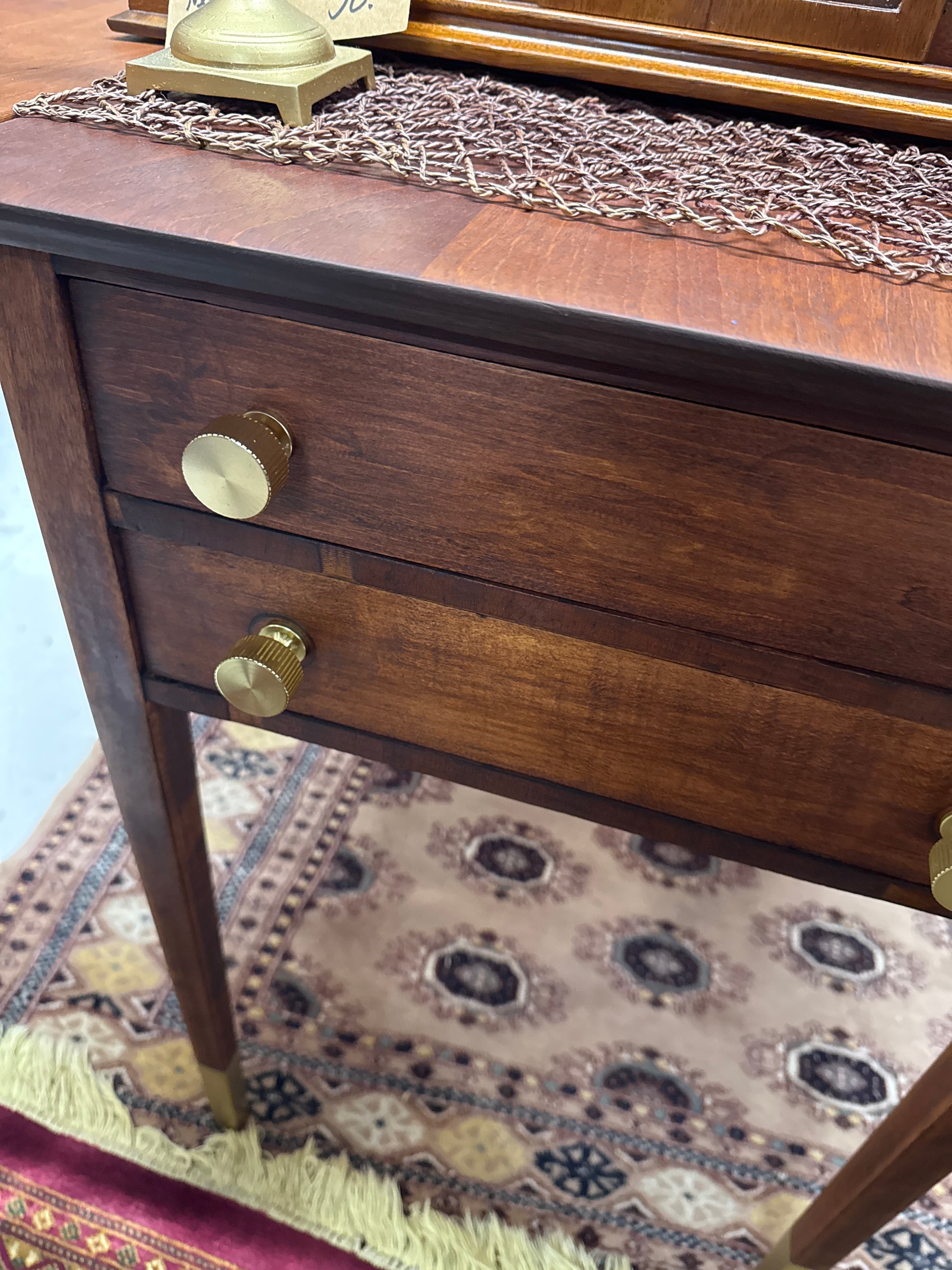 Solid Walnut Side Table with Folding Table