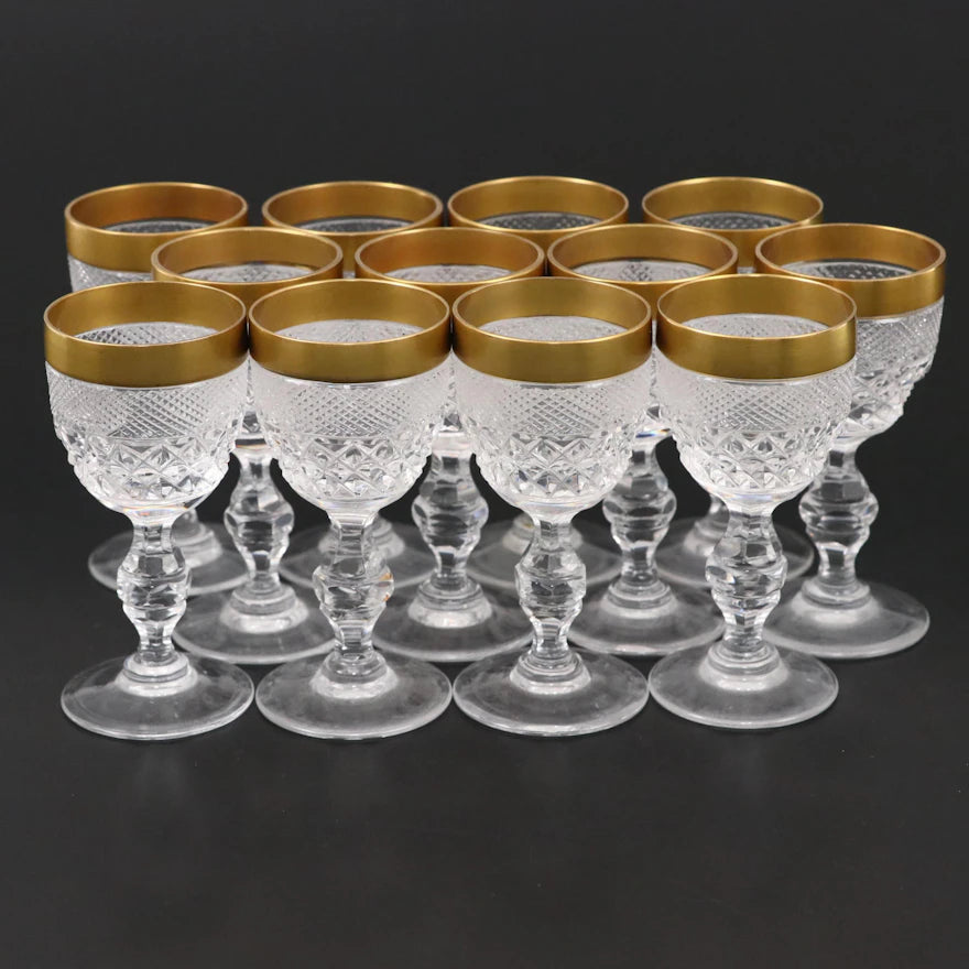 Bohemian Style Crystal Gilt Rim Cordial Glasses, Early to Mid-20th Century ITMGQ27294