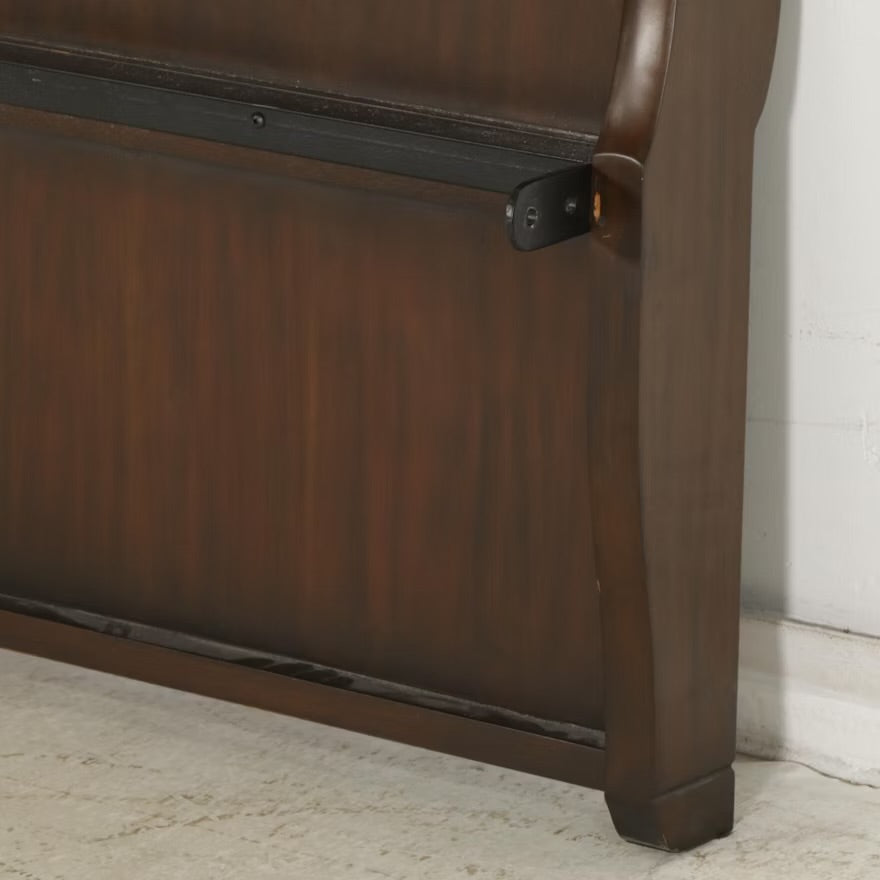 Charles P. Rogers Mahogany Twin Size Sleigh Bed with Metal Frame ITMGP91635