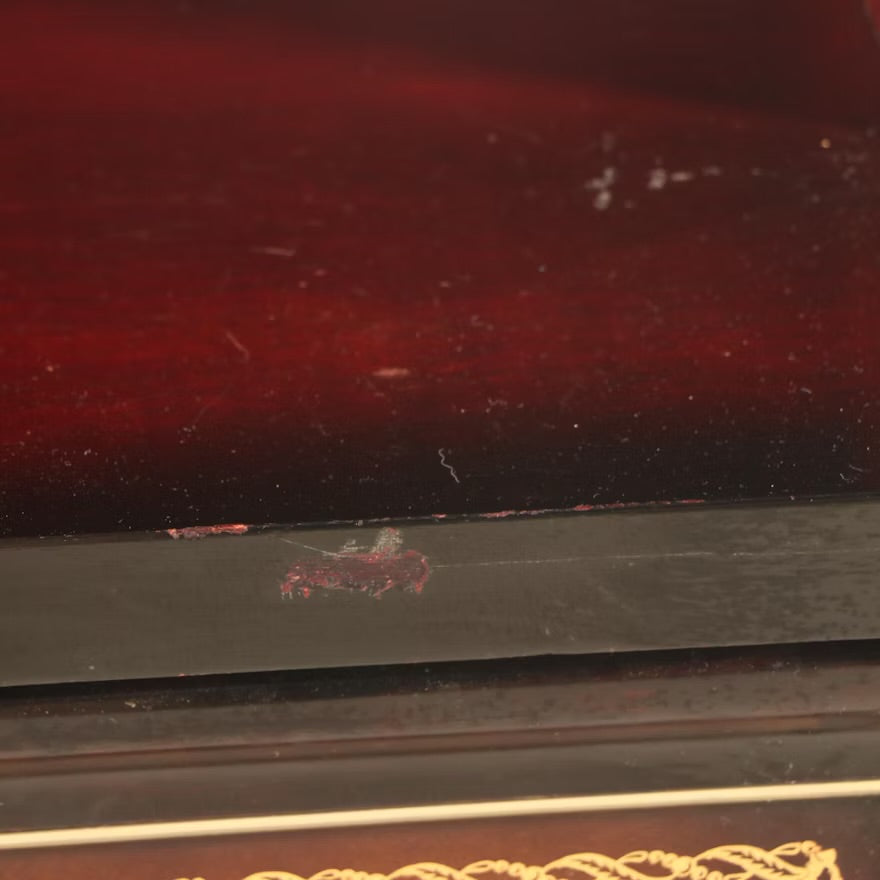 Pair of Mid Century Modern Leather and Wood Tiered Nightstands, Mid-20th Century ITMGQ37658