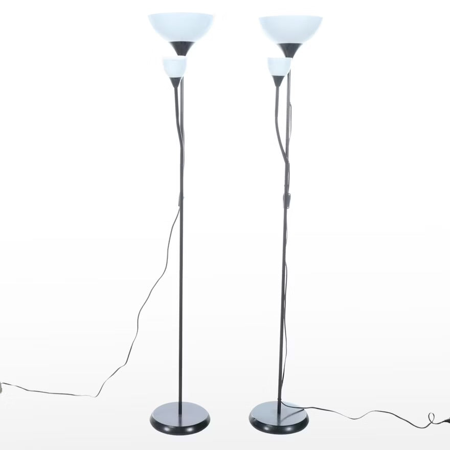 Pair of IKEA Contemporary Black Metal Floor Lamps ITMGS03575