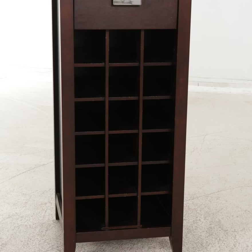 Bar Cabinet with Wine Storage and Stemware Hanging Rack, 21st Century