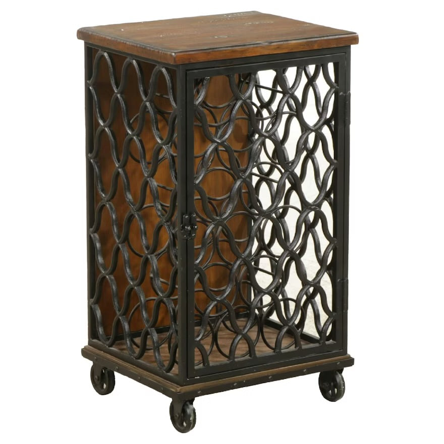 Wood and Metal Frame Rolling Wine Rack, 2014 ITMGP63463