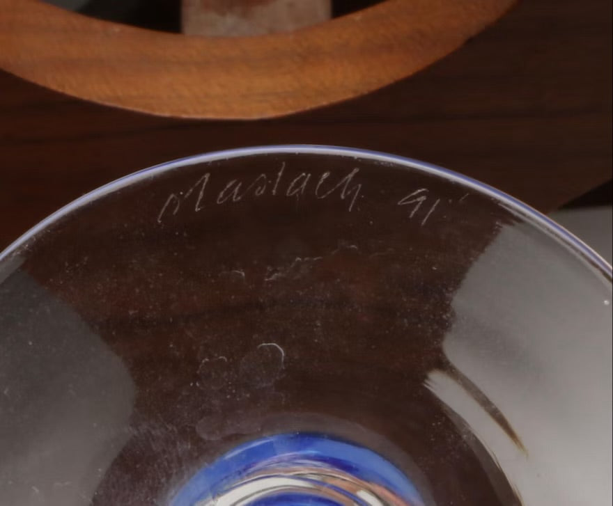 Kustom Kraft Wood Wine Rack with Luigi Bormioli Decanter and Other Glass Ware