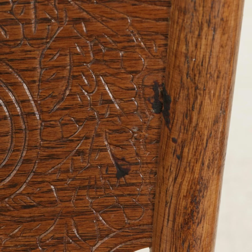 Three Victorian Style Oak Press-Back Swivel Barstools