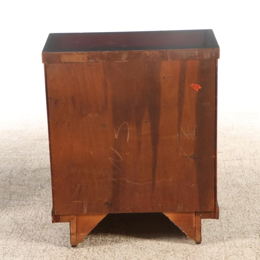 Pair of Mid Century Modern Leather and Wood Tiered Nightstands, Mid-20th Century ITMGQ37658