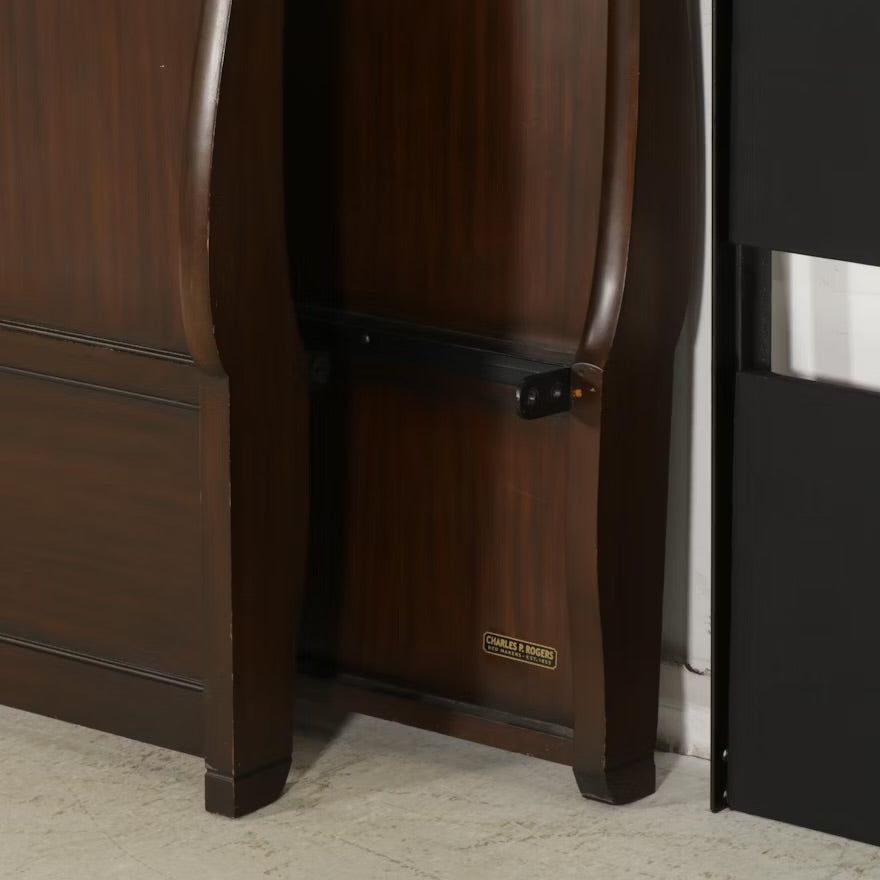 Charles P. Rogers Mahogany Twin Size Sleigh Bed with Metal Frame ITMGP91635