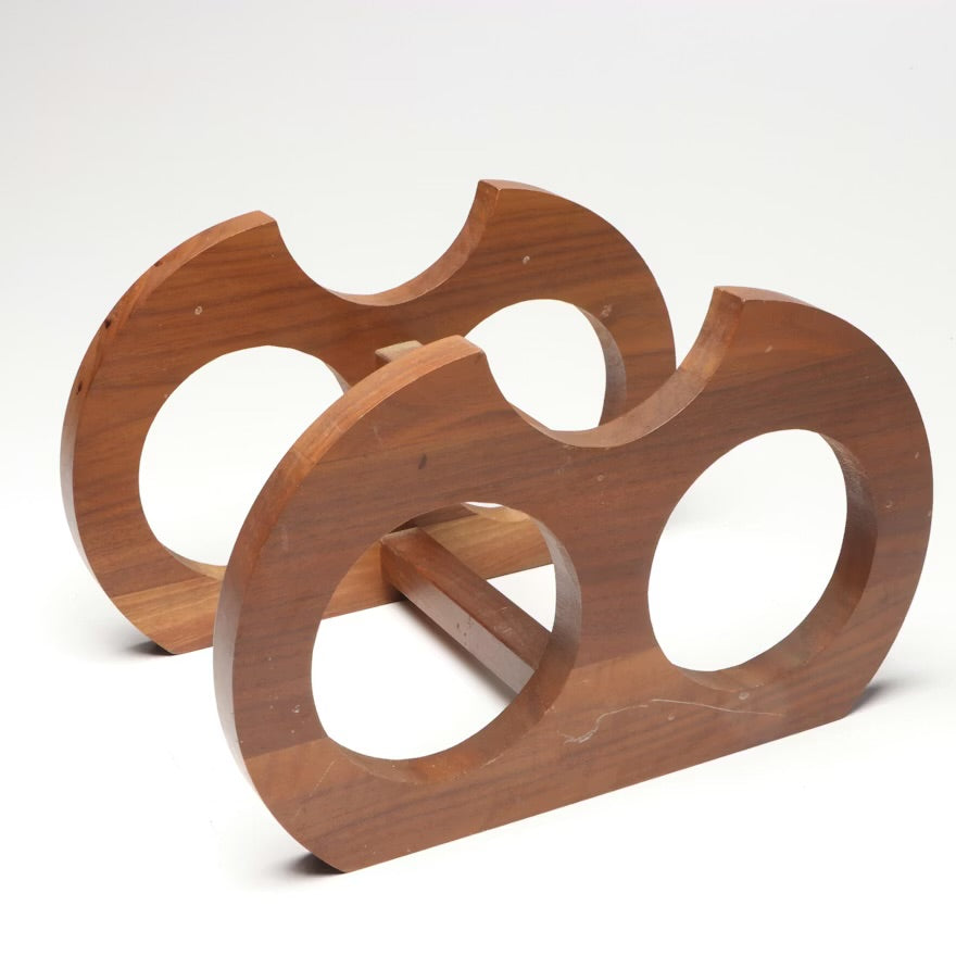 Kustom Kraft Wood Wine Rack with Luigi Bormioli Decanter and Other Glass Ware