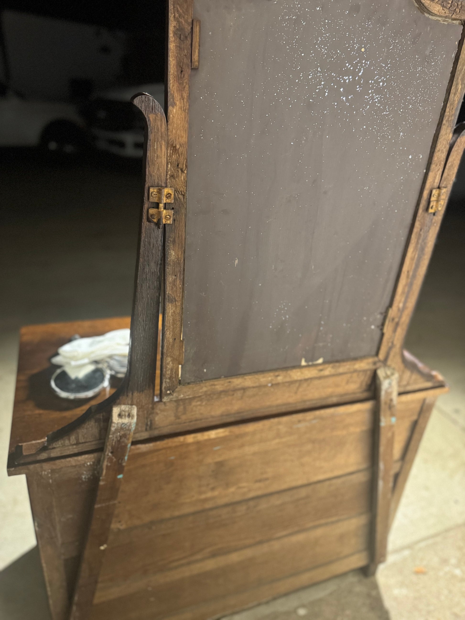 Older Wood Vanity with Mirror