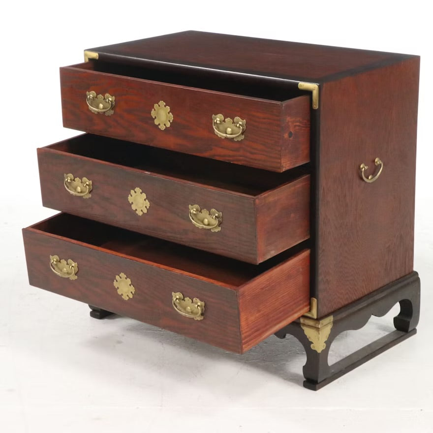 Korean Style Three Drawer with Brass Accents and Pulls ITMGQ23281