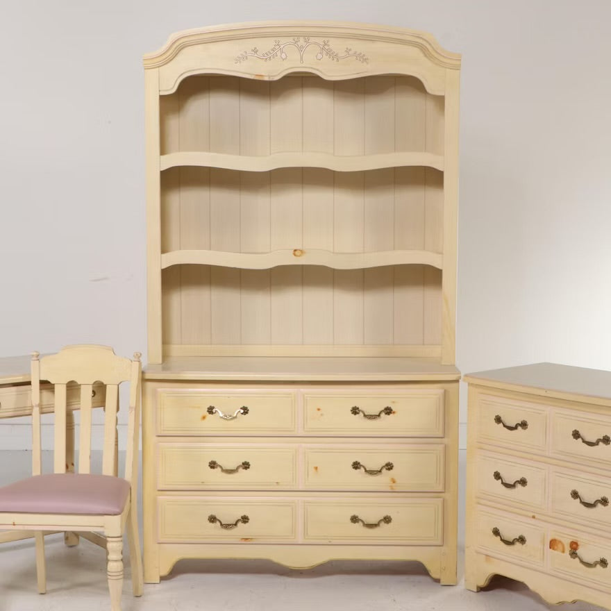 French Provincial Style Painted Wood Chests and Desk with Chair, Late 20th C. ITMGP75479