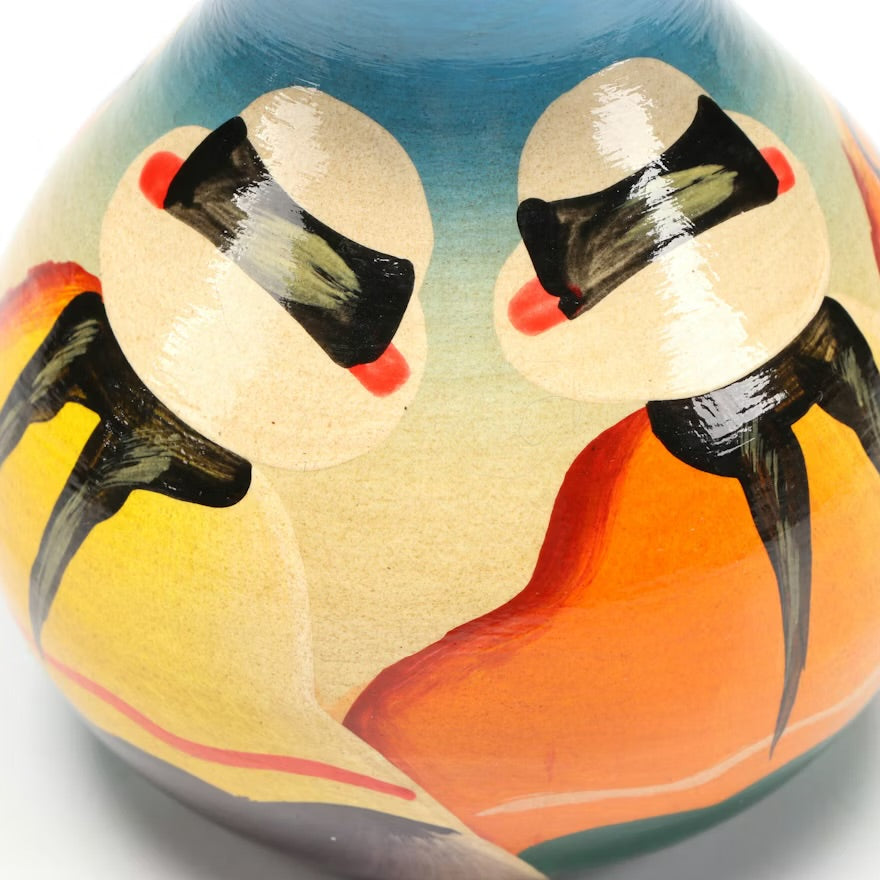 Peruvian Adalid Hand-Painted Figural Art Pottery Vase